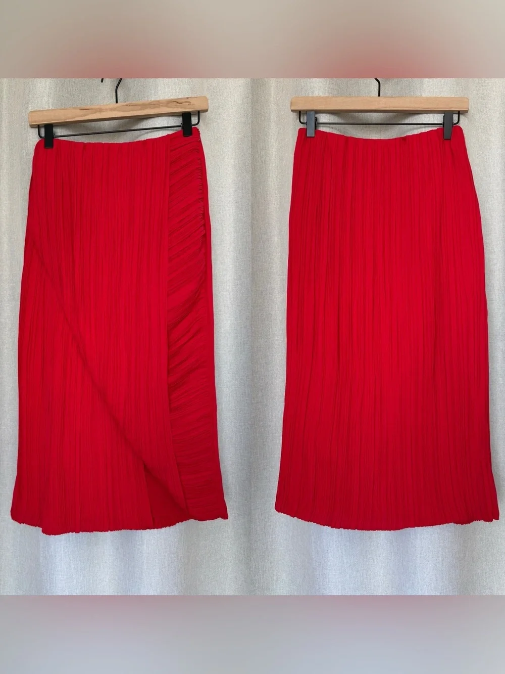 Love Bonito NWOT Sorrel Pleated Foldover Red Midi Skirt S (4)